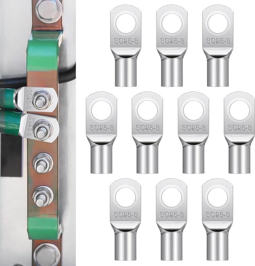 Elektrische kabelschoenen M25-8 mm² niet-geïsoleerde SC-buiskabelschoenen elektrische krimpschoenen voor auto-accukabels