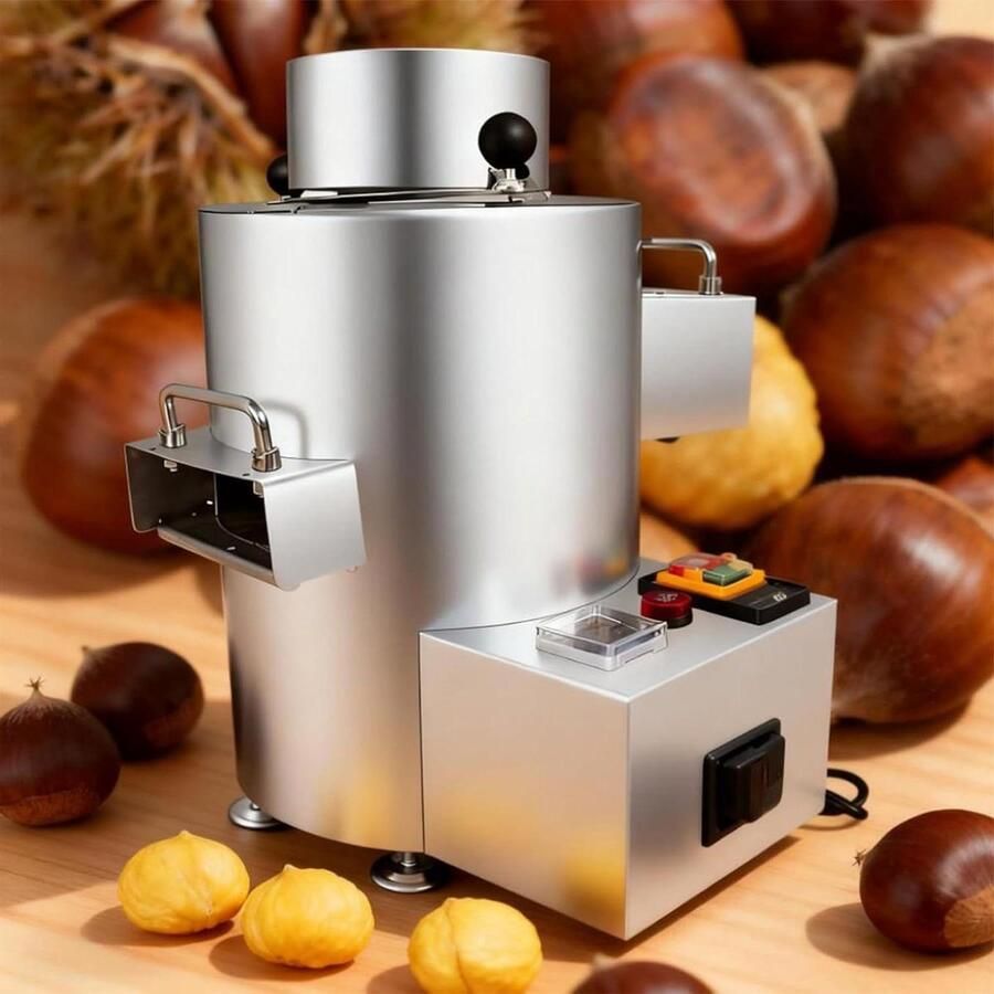 Elektrische Kastanjepeller Automatische Schillen Snel Noten Bewerken Hoge Capaciteit 200kg u 220V Type Zilver