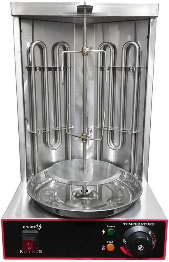 Elektrische Kebab Grill Verticale Grill Gyros Professioneel Grillen Dubbele Roterende Spies 30x29.5x48 cm Zilver