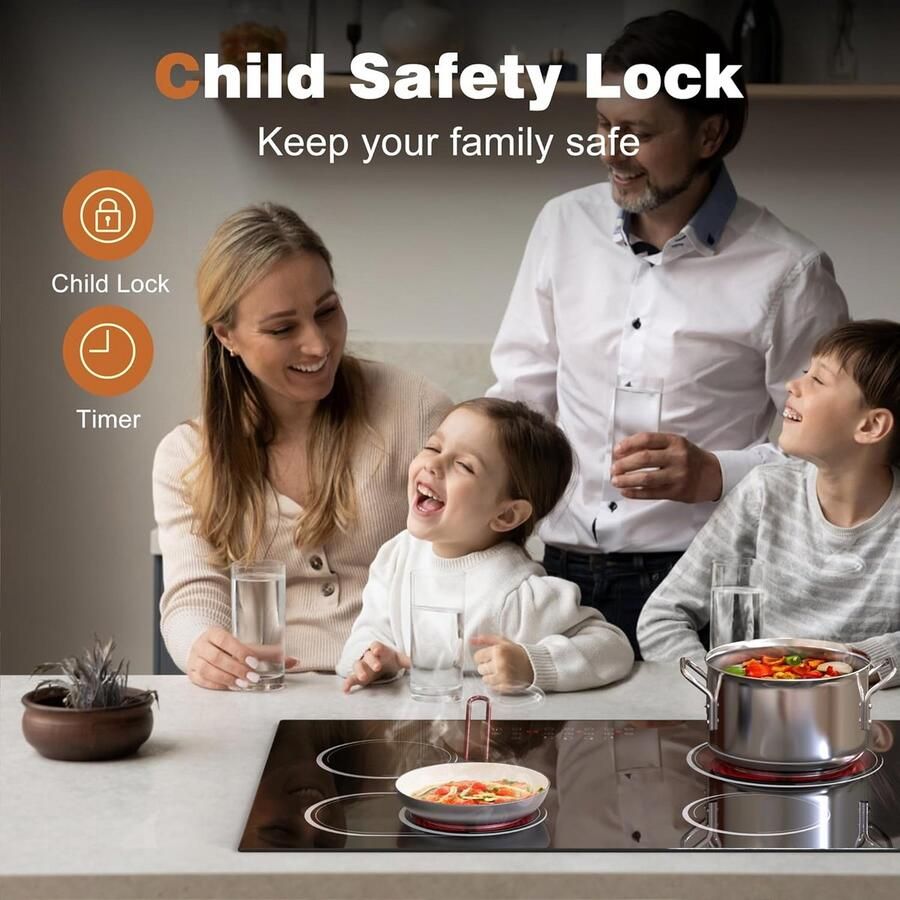 Elektrische Keramische Kookplaat 30 Inch met 4 Zones en Touch Control