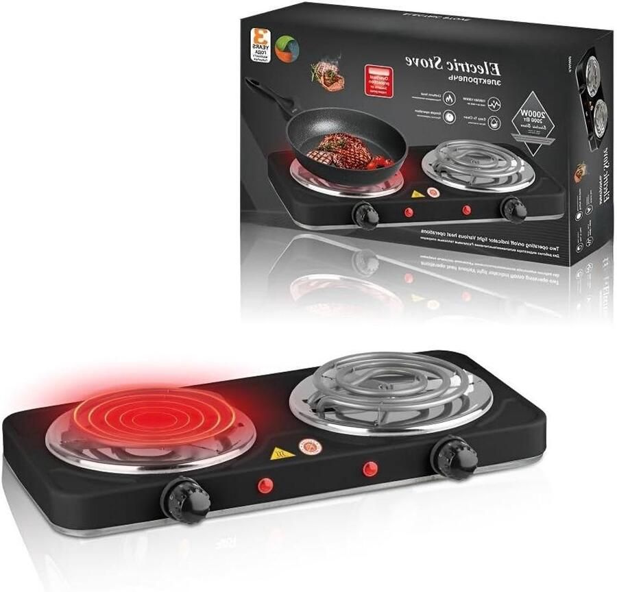 Elektrische Keramische Kookplaat Dubbele Brander Fornuis Multifunctioneel Koken Snelle Gelijkmatige Verwarming 1150 Gram One Color