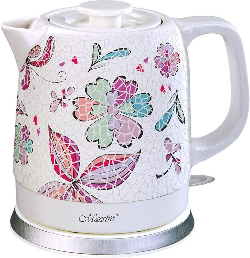 Elektrische Keramische Waterkoker 1 5L Stijlvol Design met Rood Patroon