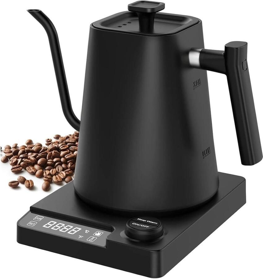 Elektrische Ketel Gietketel Waterkoker Koffie Thee Zetten Precisie Temperatuurregeling 0.9 Liter Zwart