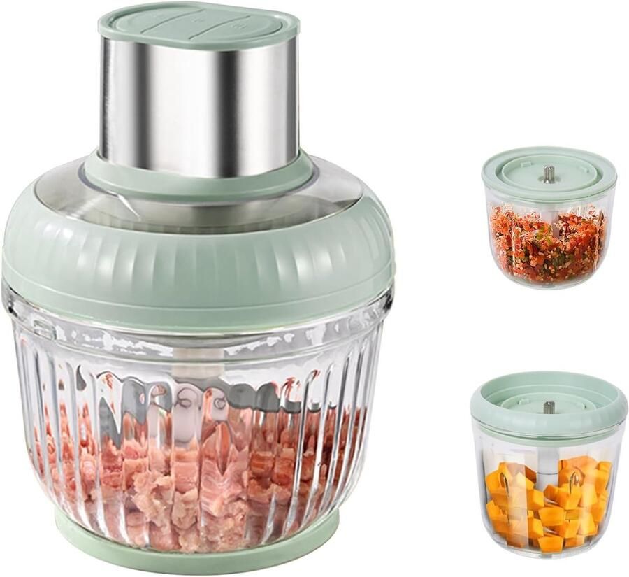 Elektrische Keukenhakmolen Keukenmachine Mixer Snel Ingrediënten Hakken Drie Maten 400W Vermogen 2.5L 0.8L 0.5L Groen