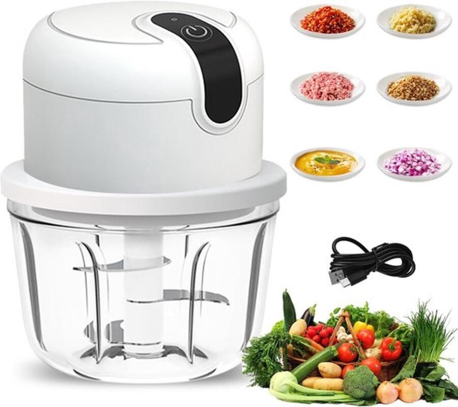 Elektrische keukenhakselaar 350 ml knoflookhakselaar USB-opladen groentesnijder mini-keukenmachine elektrische kleine uienhakker voor vlees uien knoflook
