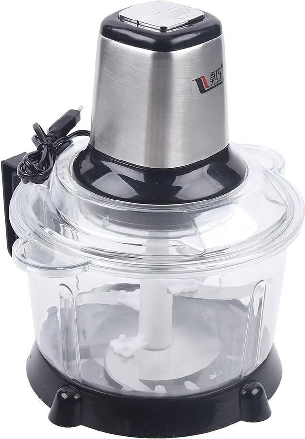 Elektrische Keukenhakselaar Mini Keukenmachine Snel Ingrediënten Snijden Veiligheidsbeveiliging 5 Liter Capaciteit Zilver Zwart