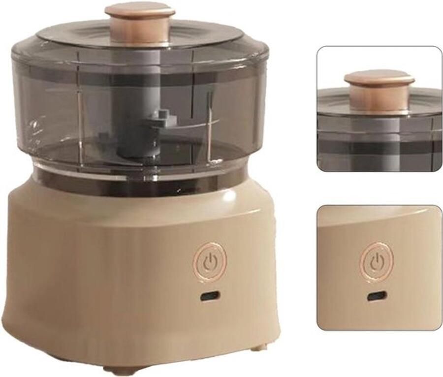 Elektrische keukenmachine kleine elektrische hakmolen multifunctionele vleessnijmachine voedselmolen voorzien van zeer efficiënte roestvrijstalen messen en een veilige plastic hakselaar melk-koffiekleur
