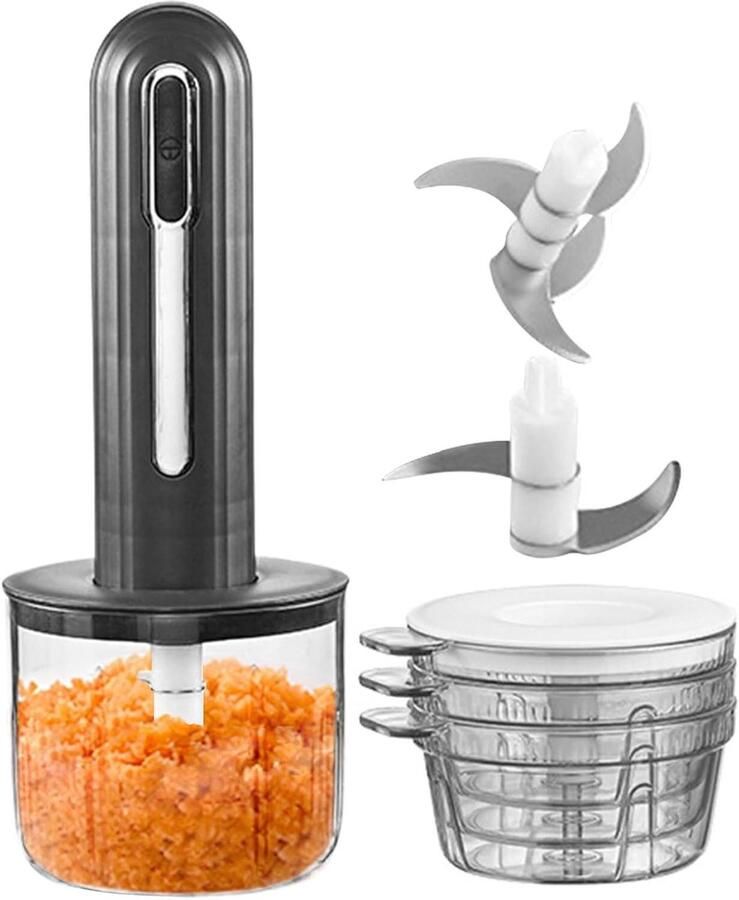 Elektrische Keukenmachine Mini Hakker Maaltijd Voorbereiding USB Oplaadbaar 400 ml Kom Zwart