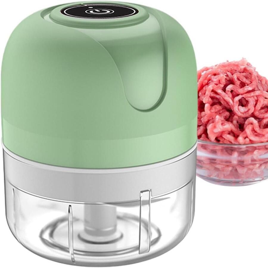 Elektrische Keukenmachine Mini Hakker Snel Ingrediënten Snijden Draadloos USB Oplaadbaar 250 ml Capaciteit Cyaanblauw