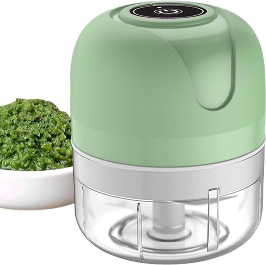 Elektrische Keukenmachine Mini Hakmachine Knoflook Snel Ingrediënten Hakken Draadloos USB Oplaadbaar 250 ml Cyaanblauw
