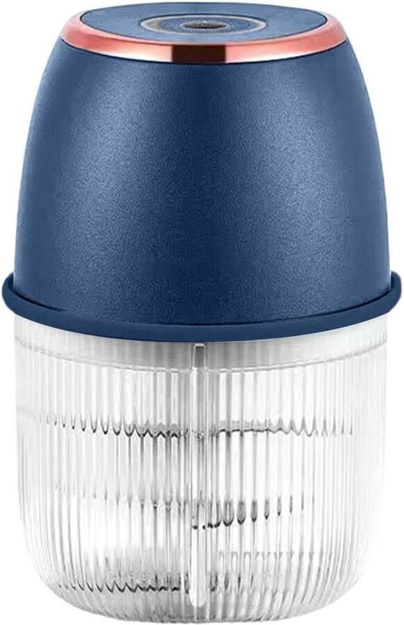 Elektrische keukenmachine van 350 ml met 6 messen voor het hakken van knoflook en vlees oplaadbaar via USB – Blauw