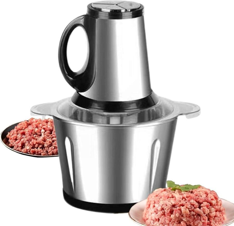 Elektrische Keukenmachine Vleesmolen Slicer Ingrediënten Voorbereiden Compact Draagbaar Ontwerp 27x18cm Zilver