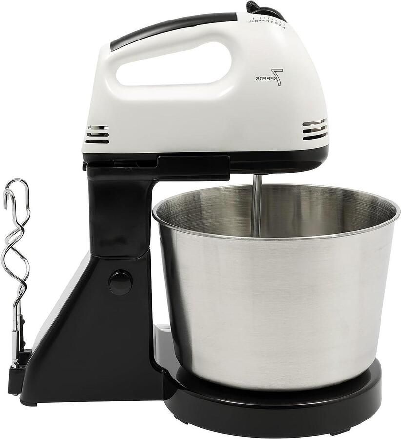 Elektrische Keukenmixer Deegmachine Staande mixer Bakken en koken 7 Snelheden 1.7L kom Zwart