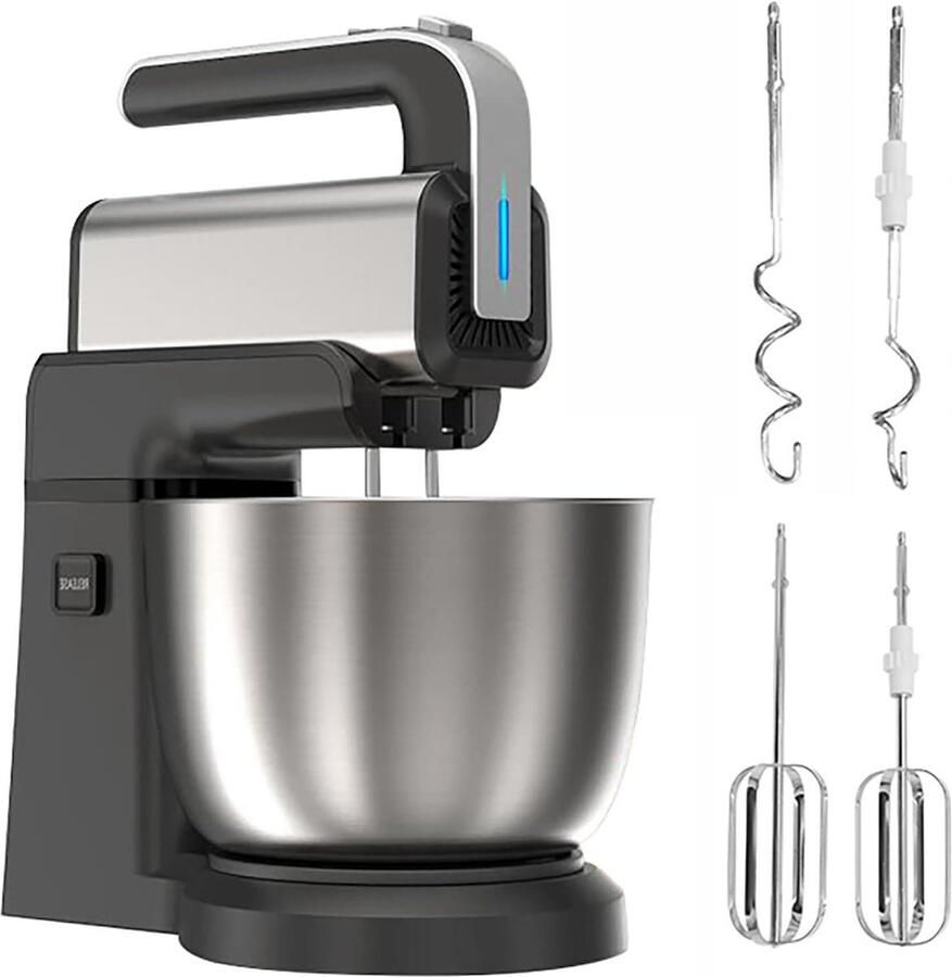 Elektrische Keukenmixer Handmixer Staande Mixer Bakken en Koken 5 Snelheidsstanden 35 liter kom Zwart