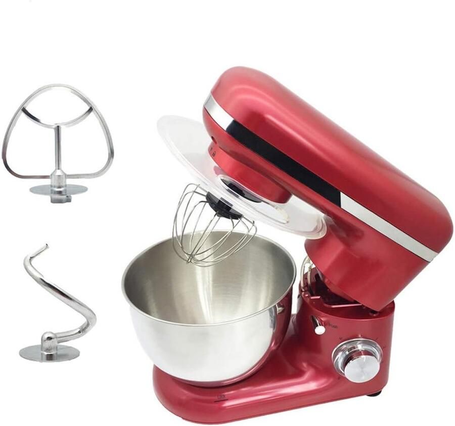 Elektrische Keukenmixer Keukenrobot Garde Bakken en Koken 6 Snelheden 1500W 4.0L Kom Rood