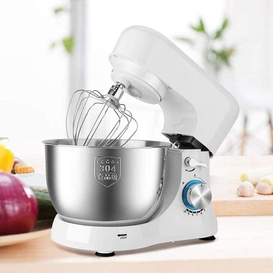 Elektrische Keukenmixer Keukenrobot Mixer Bakken en Mixen Kantelbare Kop 45 L Kom Zilver