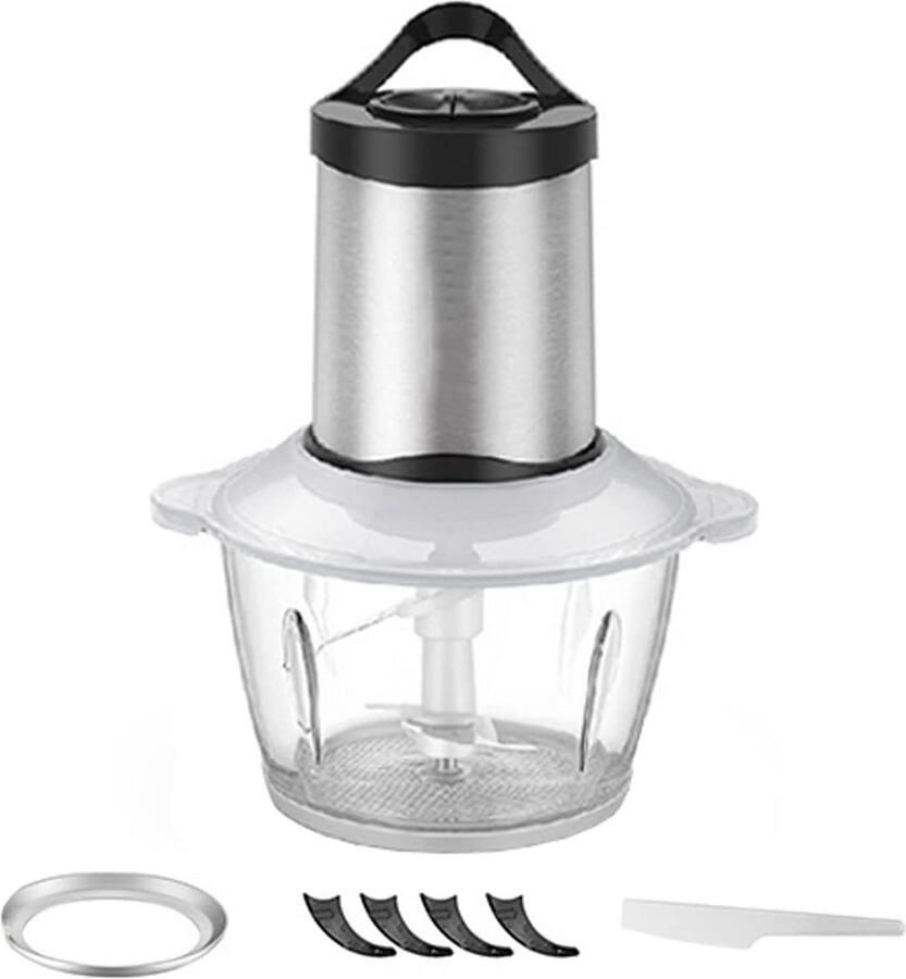 Keuken gehaktmolen Vleesmixer keukenmachine Snel ingrediënten malen Glazen kom met antislip 2 Liter capaciteit Zwart - Foto 2
