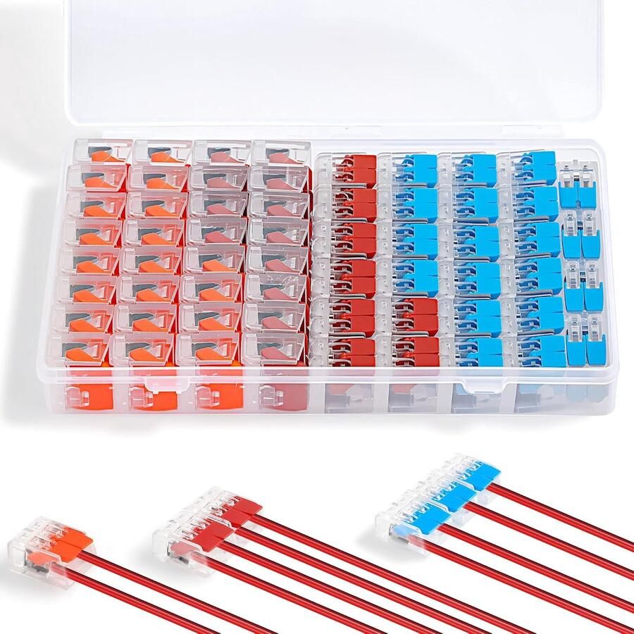 Elektrische klemmen aansluitklemmen elektrische kabelverbinders elektrische connectoren met hendel en messing elektrische klemmen hoogwaardige verbindingsaccessoires (rood blauw oranje)
