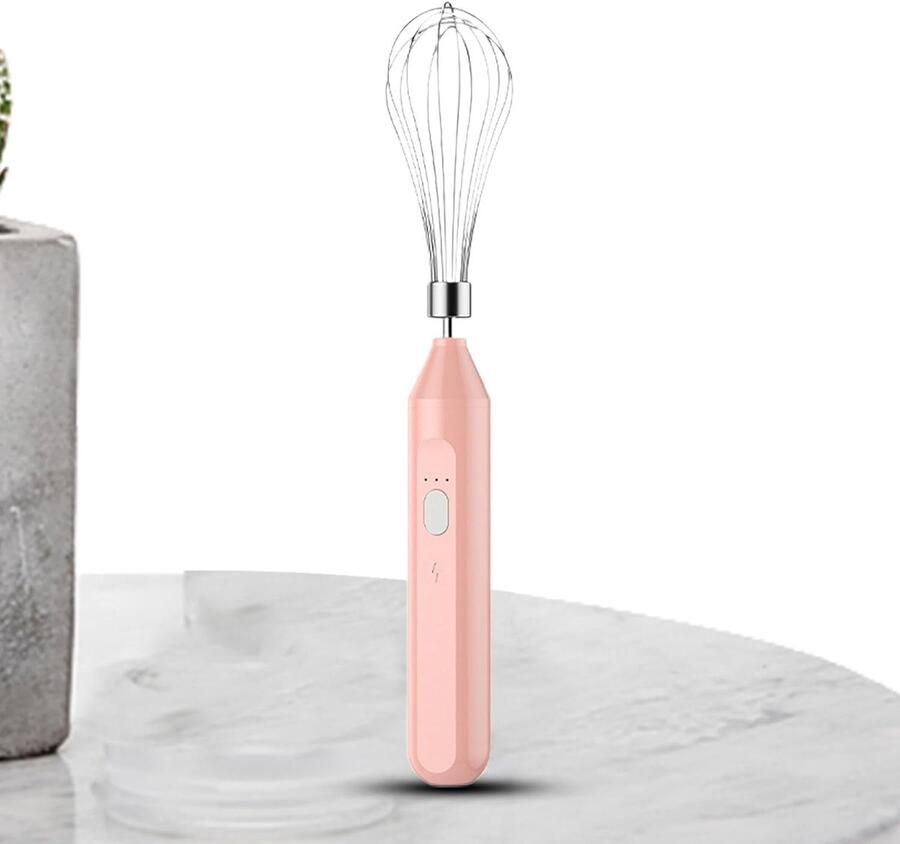 Elektrische klopper Eierklopper melkopschuimer Dranken mixen 3 snelheden USB opladen 800mAh batterij Roze
