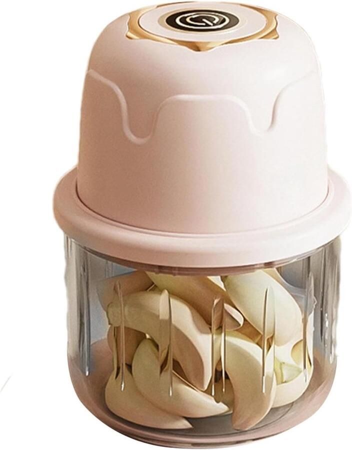 Elektrische Knoflook Hakker Keukenmachine Mini Snel Ingrediënten Snijden Waterdicht Ontwerp 350 ml Roze