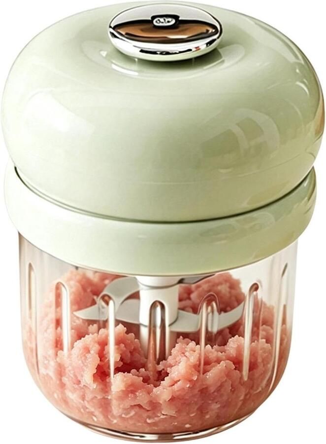 Elektrische Knoflookhakker Mini Keukenmachine Snel Ingrediënten Hakken Krachtige Motor 12 x 12 x 12 cm Groen