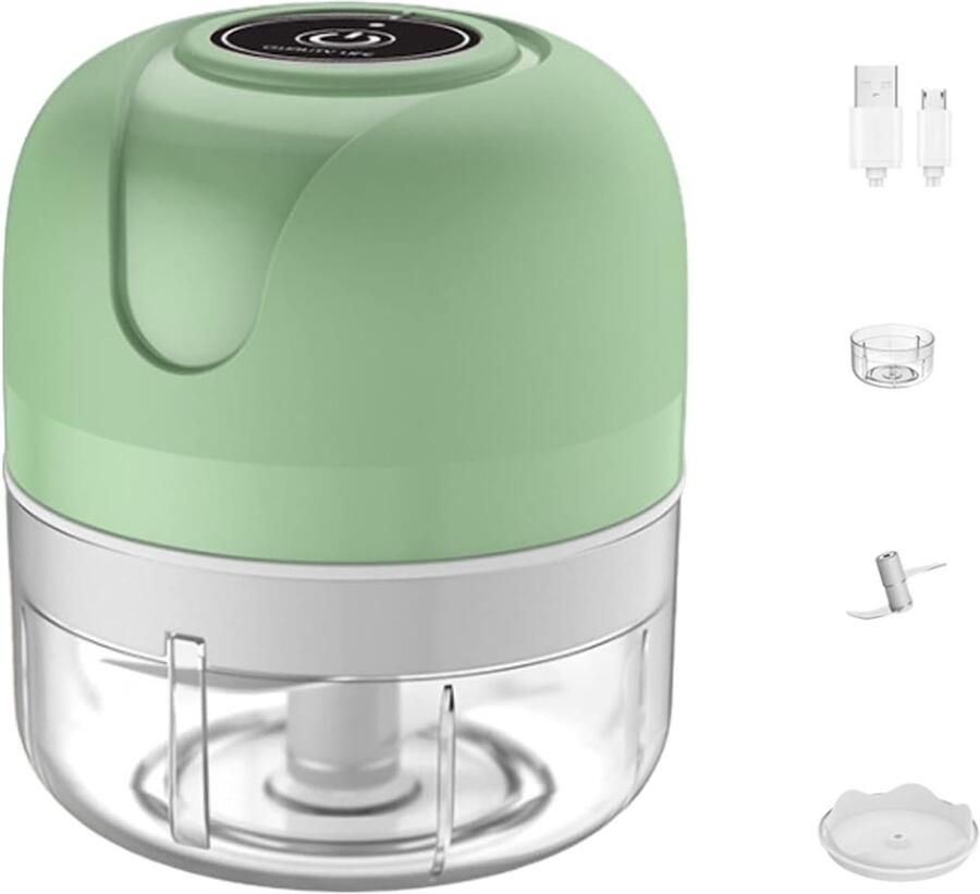 Elektrische Knoflookhakker Mini Keukenmachine Snel Ingrediënten Snijden Veilig & Vaatwasmachinebestendig 100 ml Capaciteit Groen