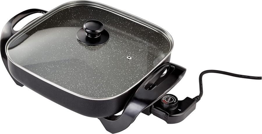 Elektrische Koekenpan 30 cm 1500 W Non-Stick Glazen Deksel Handgrepen