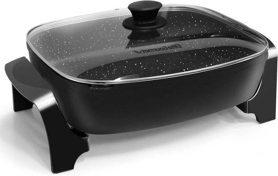 Elektrische Koekenpan Diepe Pan Gelijkmatig Bakken Verstelbare Temperatuur 30 cm Diameter Zwart