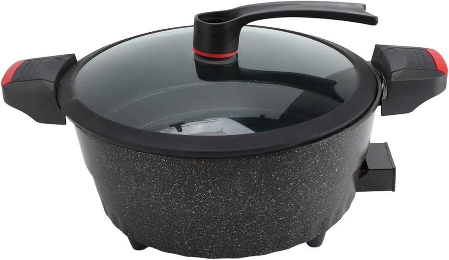 Elektrische Koekenpan Keramische Pan Veelzijdig Koken Microdruk Voedingsstoffen Behoud 31 cm Diameter Zwart