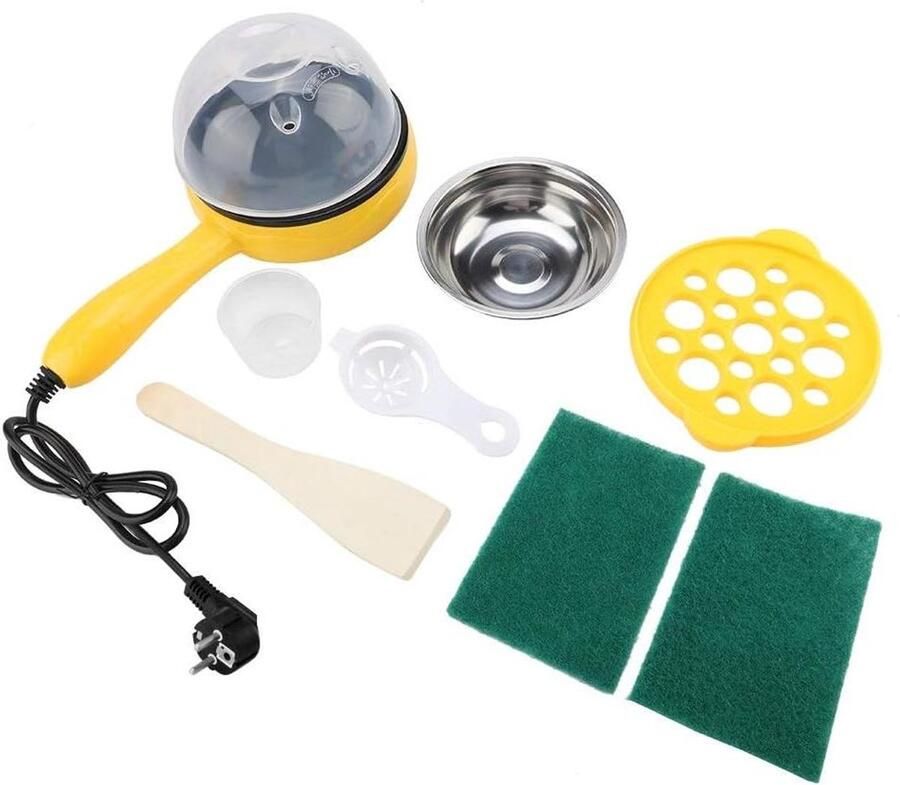 Elektrische Koekenpan Mini Casserole Steamer Thuis Koken Antiaanbaklaag 15 cm Diameter Geel