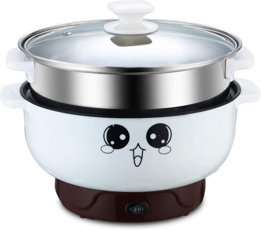 Elektrische Koekenpan Mini Hot Pot Snel Koken 4-in-1 Multifunctioneel 3.2L 24CM Wit