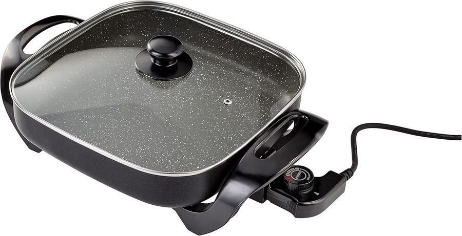 Elektrische koekenpan Multicooker Veelzijdig koken Antiaanbaklaag 30cm Zwart