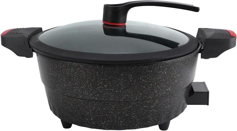 Elektrische Koekenpan Multifunctionele Pan Gezinsmaaltijden Bereiden Variabele Temperatuurregeling 40D x 36B x 21H cm Zwart
