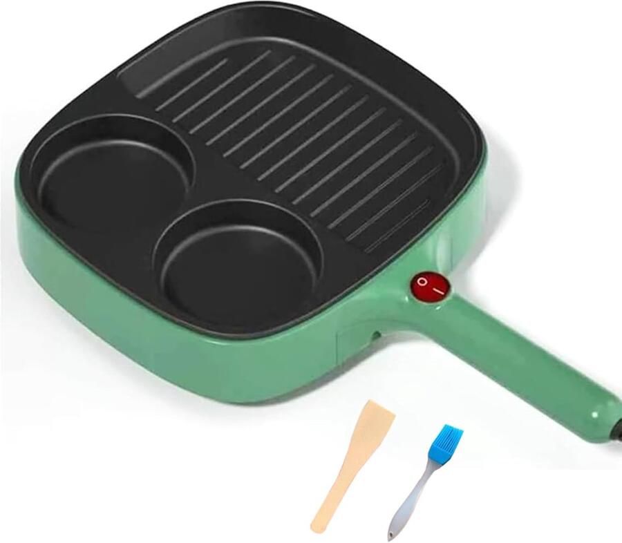Elektrische Koekenpan Ontbijtmaker Bakplaat Snel Ontbijt Maken Drie Delige Pan Niet Gespecificeerd Groen
