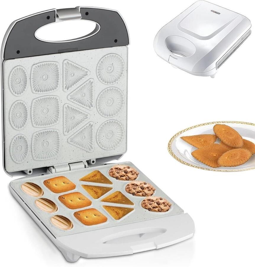 Elektrische Koekjesmaker Koekjespers Machine Creatief Bakken Keramische Non-stick Platen 140W Vermogen Wit