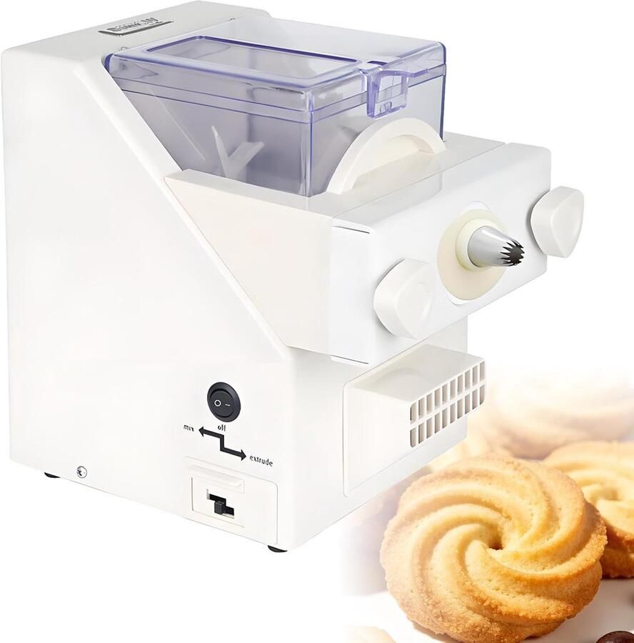 Elektrische Koekjespers Koekjesmaker Deegspuit Koekjes Bakken 8 Spuitmonden 6 Vormen 50-60 RPM Zilver