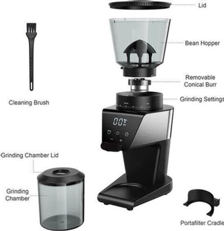 Elektrische Koffie Molen Automatische Braammolen Koffiebonen Maler 220V 300g 30 Tandwiele Bonenreservoir LCD Timer voor Espresso Filterkoffie en French Press