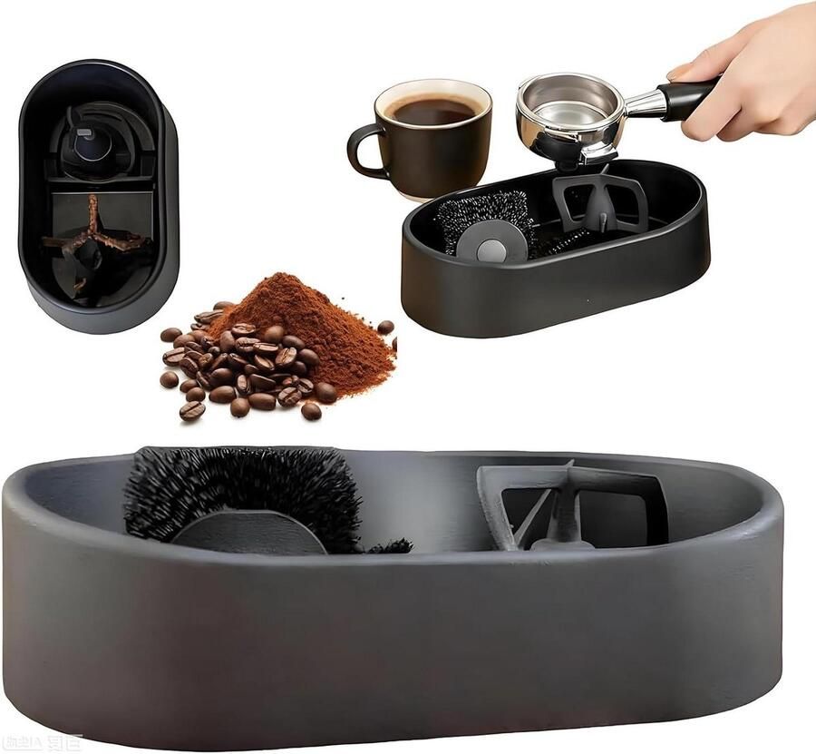 Elektrische Koffie Reiniger Portafilter Borstel Espresso Onderhoud Automatische Koffiedik Vanger 51 53 58mm Zwart