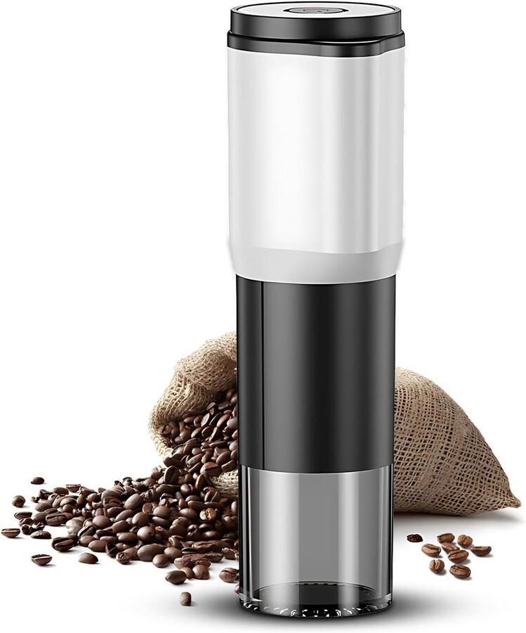 Elektrische koffiebonenmolen 5 niveaus verstelbaar met timingmodus Draagbare draadloze koffiemolen met afneembare keramische kern Transparante bak Opladen via USB (Electric and manual)