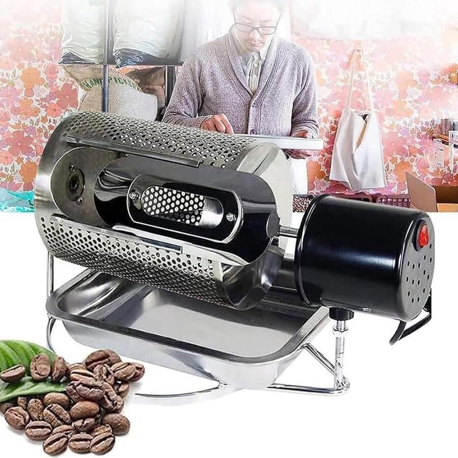 Elektrische Koffiebrander Koffiebonen Rooster Verse Koffie Maken Zichtbaar Brandvenster 250 gram Zilver