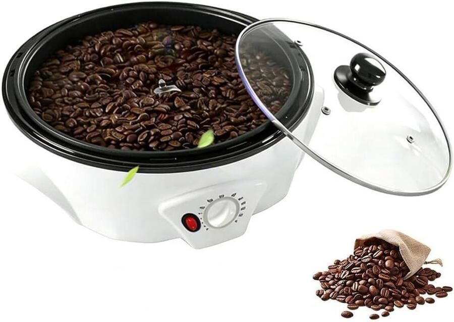 Elektrische Koffiebrander Thuisbrander Koffiebonen Koffie Branden Instelbare Temperatuurregeling 800g Capaciteit Zwart