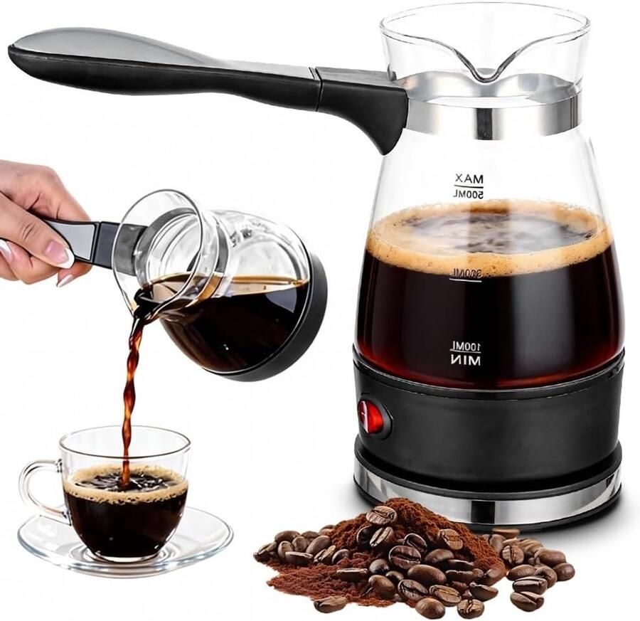 Elektrische Koffiekan voor Turkse Koffie 500ml Espresso Maker en Mocha Pot voor Thuis en Kantoor