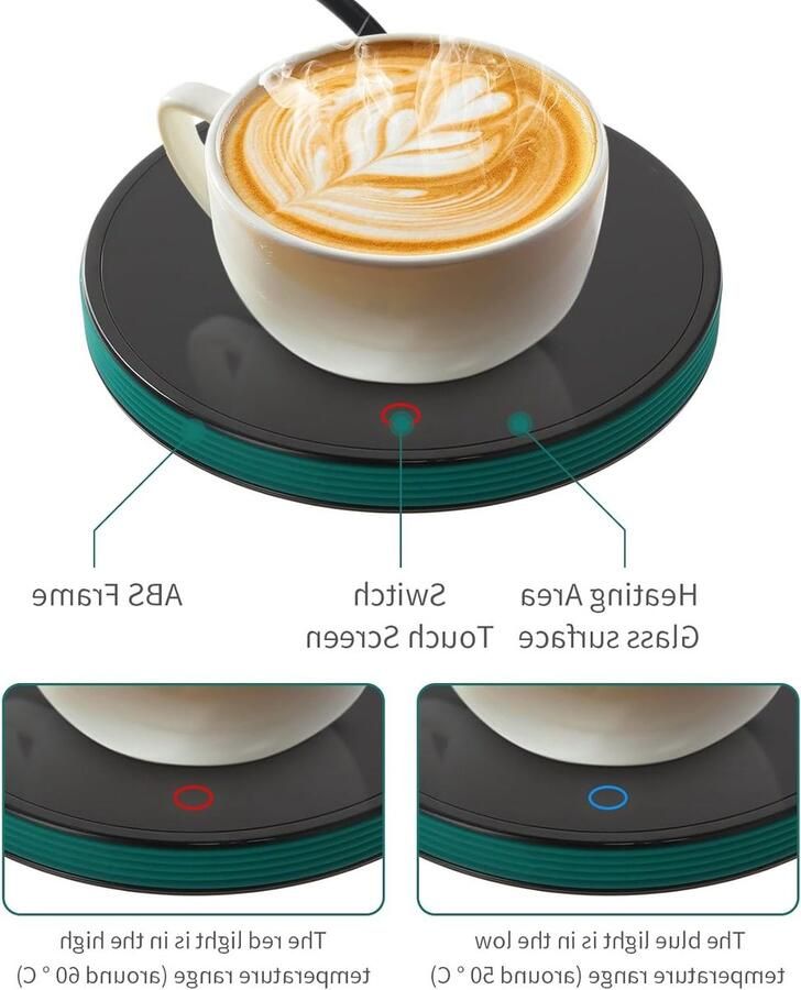 Intelligente Bekerwarmer Verwarmingsplaat Onderzetter Dranken Warm Houden Constante Temperatuur 18 Watt Meerkleurig - Foto 2