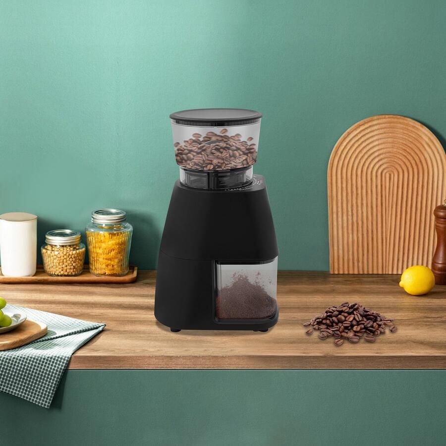 Elektrische Koffiemolen 150 W Verstelbare Maalgraad 300g Capaciteit RVS Zwart Voor Thuisgebruik