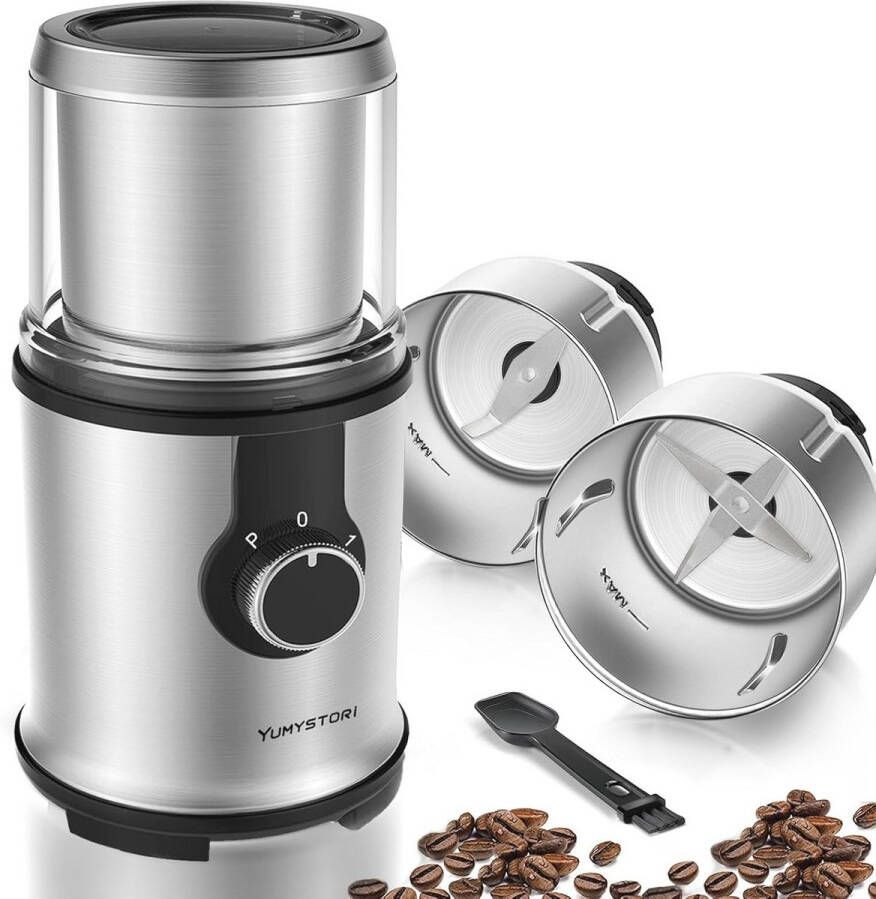 Elektrische Koffiemolen 350W met Roestvrij Stalen Maalschalen Voor Koffiebonen Noten Specerijen en Meer
