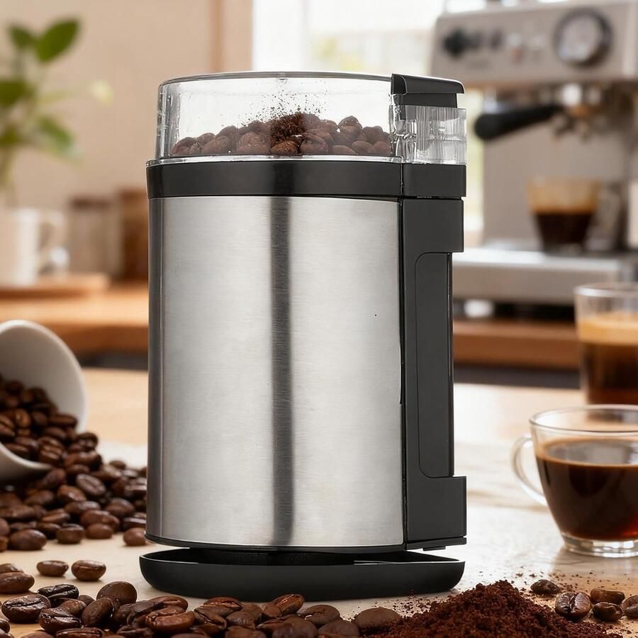 Elektrische Koffiemolen Bonenmaler Machine Verse Koffie Maken Snelle Uniforme Maling 11 x 19 cm Zwart