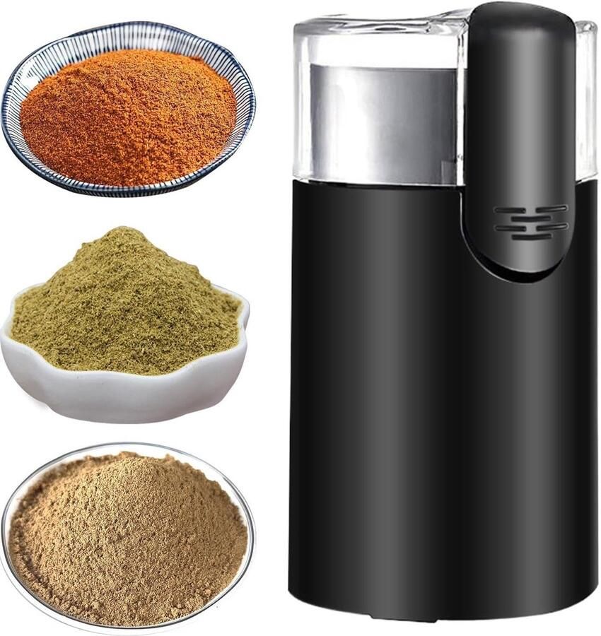 Elektrische Koffiemolen Bonenmaler RVS Verse Koffie Maken Doorzichtige Deksel 9.2x9.2x17.2cm Zwart