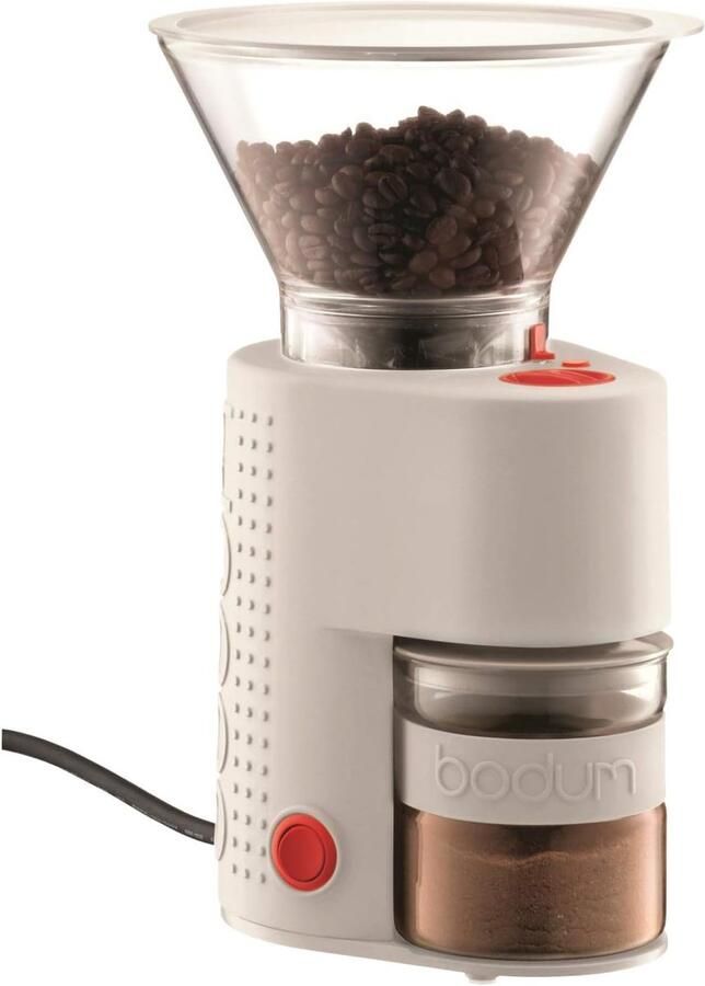 Elektrische Koffiemolen Bonenmaler Slijpmachine Verse Koffie Malen Antistatische Glas Opvangbak 160 Watt Wit