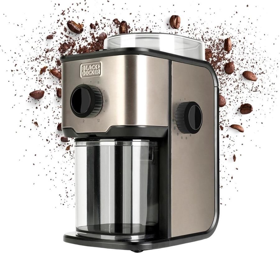 Elektrische Koffiemolen Bonenmaler Verse Koffie 14 Maalgraadniveaus 200g Reservoir Metaal Zwart