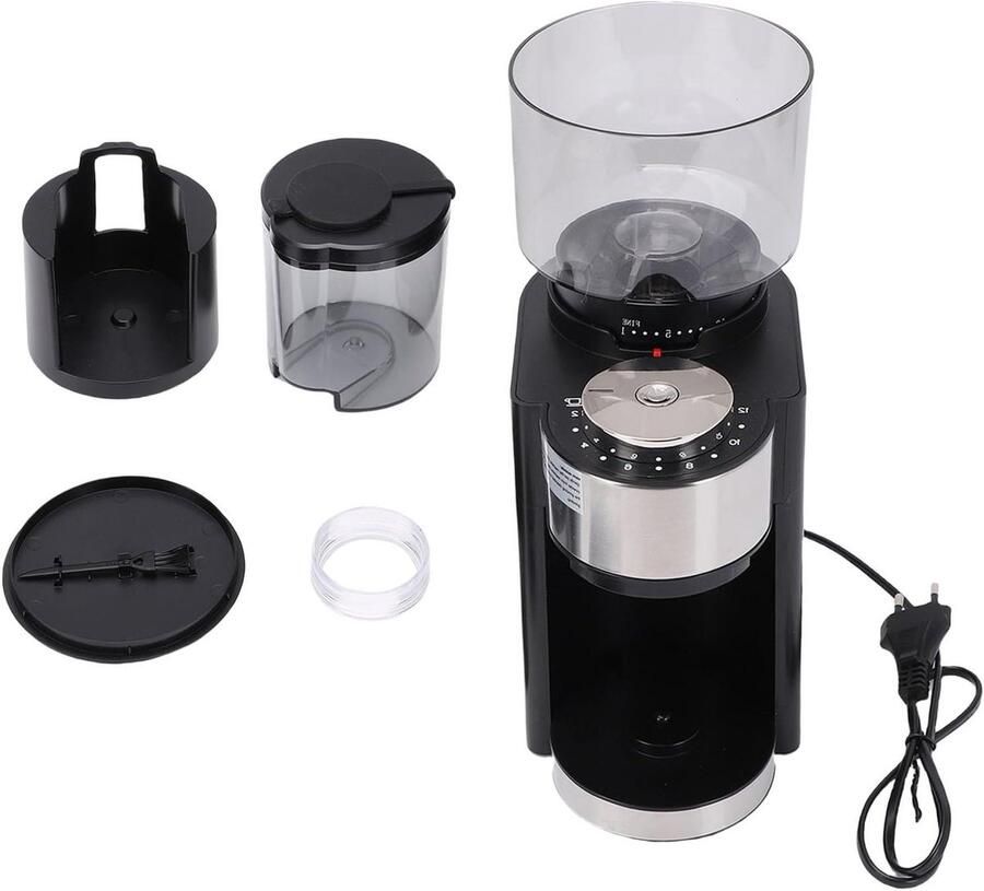 Elektrische Koffiemolen Braammolen Bonenmaler Verse Koffie Zetten Verstelbare Maalgraad 250 Gram Capaciteit Zwart